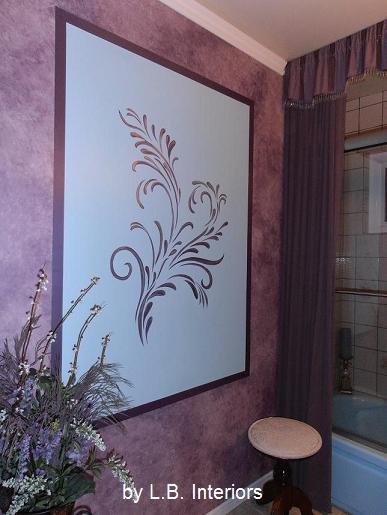 Mural, bathroom mural, Faux Painting, Purple Faux Painting, Granada Hills,