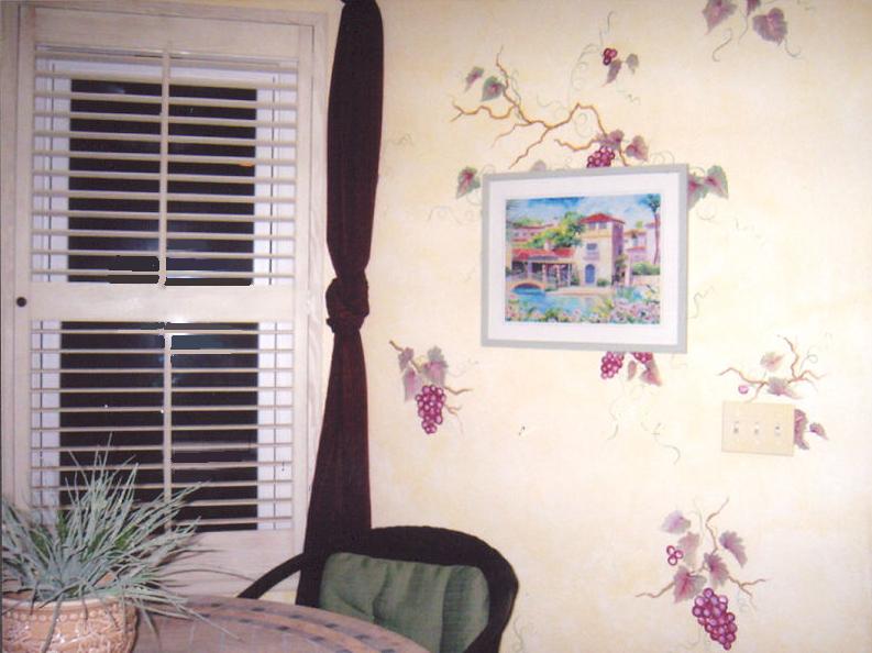 breakfast room, mural painting, grapes mural, San Fernando Valley, Los Angeles